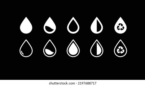 Juego de iconos de agua. Conjunto de ilustraciones editables aisladas por vectores