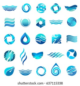 Water Icon Set. Vector Logo Design