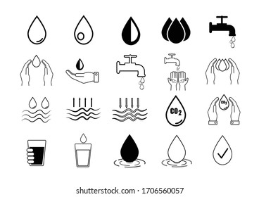 Water icon set.liquid drop design.water droplet,save clean water concept