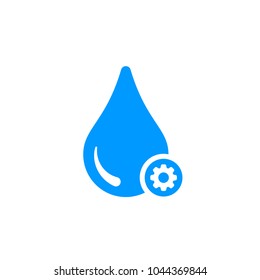 Water icon with settings sign. Water icon and customize, setup, manage, process symbol. Vector icon