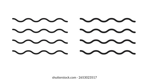 Water icon symbol set in black. line and flat icons