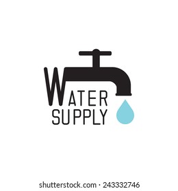water icon with tap faucet and drop 