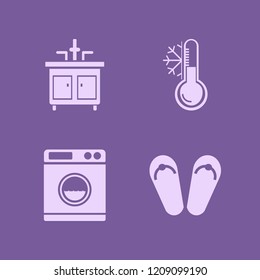 water icon. water vector icons set faucet, temperature snowflake, washer and beach sneakers