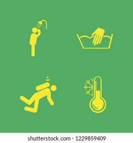 water icon. water vector icons set man has shower, temperature snowflake, hand washing and diver