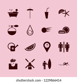 water icon. water vector icons set cosmetic cream, watermelon slice, hydraulic energy and beach umbrella