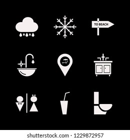 water icon. water vector icons set snowflake, beach direction, beach location and rain
