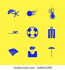 water icon. water vector icons set temperature snowflake, shell starfish, hand seeds and lifebuoy
