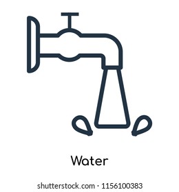 Water icon vector isolated on white background. thin symbols or lined elements in outline style