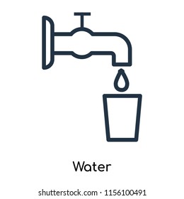Water icon vector isolated on white background. thin symbols or lined elements in outline style