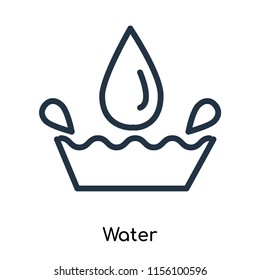 Water icon vector isolated on white background. thin symbols or lined elements in outline style