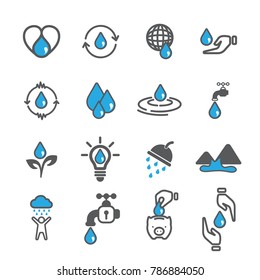 Water icon vector,Ecology icons vector design,Saving water icons.