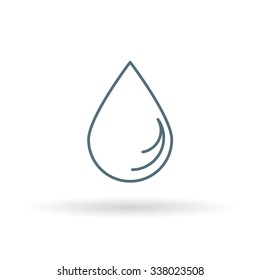 Water icon. Waterdrop sign. Raindrop symbol. Thin line icon on white background. Vector illustration.