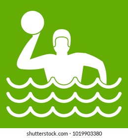 Water icon white isolated on green background. Vector illustration