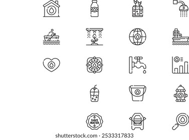Water icons collection is a vector illustration with editable stroke.
