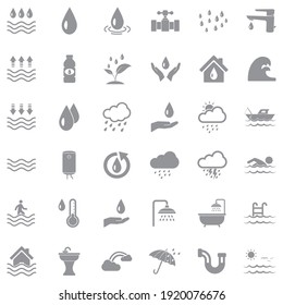 Iconos de agua. Diseño plano gris. Ilustración vectorial.