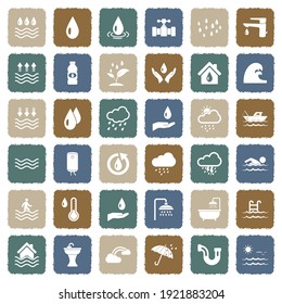 Water Icons. Grunge Color Flat Design. Vector Illustration.