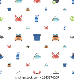 water icons pattern seamless. Included editable flat Spray bottle, Bucket, Soap making, crab, Car wash service, Fishing, perch, shark fin icons. water icons for web and mobile.