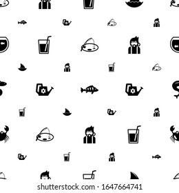los iconos de agua se realizan sin problemas. Incluidos pescadores rellenos editables, perca, aleta de tiburón, bebidas, lata de agua, buceo, anguila, cangrejo, iconos de acuario. iconos de agua para web y móvil.