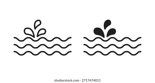 Water icons. Pixel perfect. Vector outline icon. Flat logo concept.