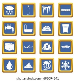 Water icons set in blue color isolated vector illustration for web and any design