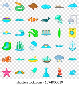 Water icons set. Cartoon style of 36 water vector icons for web for any design