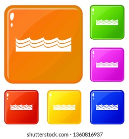 Water icons set collection vector 6 color isolated on white background