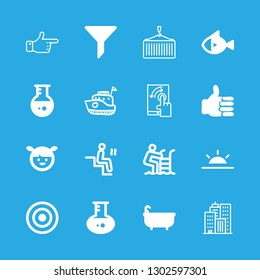 water icons set with concentric circles, sauna and flask vector set