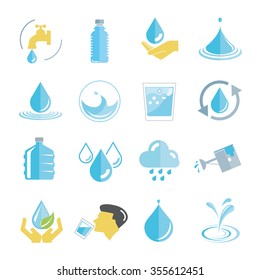 water icons set, drinking water icons