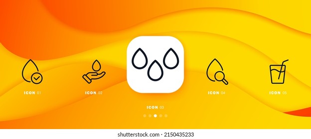 Water icons set. Drought. Thirst. Evaporation. Dehydration. Search for clean water. Water purification and settling. Vector eps 10