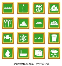Water icons set in green color isolated vector illustration for web and any design