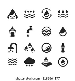 Water icons set isolated on white background. Modern water icons for web site,mobile app and logo template. Flat icons for labels and logotype. Creative art concept, vector illustration