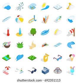 Water icons set. Isometric style of 36 water vector icons for web isolated on white background