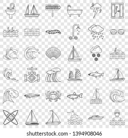 Water icons set. Outline style of 36 water vector icons for web for any design