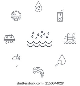 water icons set . water pack symbol vector elements for infographic web