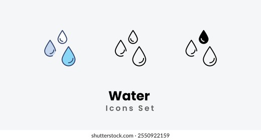 Water Icons set thin line and glyph vector icon illustration