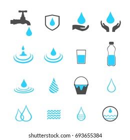 water icons set vector