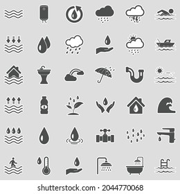 Water Icons. Sticker Design. Vector Illustration.