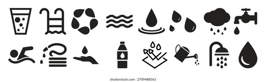 Conjunto de iconos de línea de Vector de iconos de agua de calidad premium simple