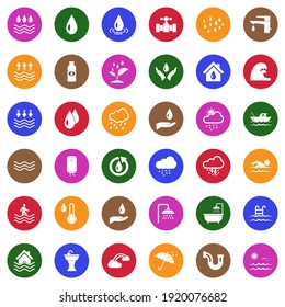 Iconos de agua. Colección Llanta Blanca En Círculo. Ilustración vectorial.