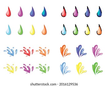 Water illustration, simple design of water, splash water, colorful water