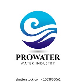 water industry logo and icon design template. flowing water logo design