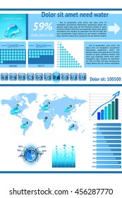 Water infographics. Information Graphics. Icons and UI elements. Vector illustration.