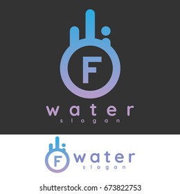 water initial Letter F Logo design
