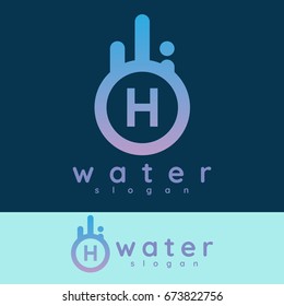 water initial Letter H Logo design