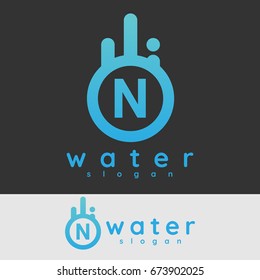 water initial Letter N Logo design
