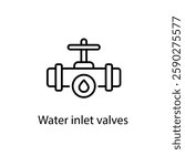 Water inlet valves vector icon stock illustration
