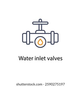 Water inlet valves vector icon stock illustration