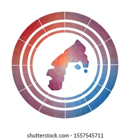 Water Island badge. Bright gradient logo in low poly style. Multicolored Water Island rounded sign with map in geometric style for your infographics.