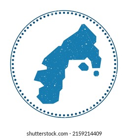 Water Island sticker. Travel rubber stamp with map shape, vector illustration. Can be used as insignia, logotype, label, sticker or badge of the Water Island.