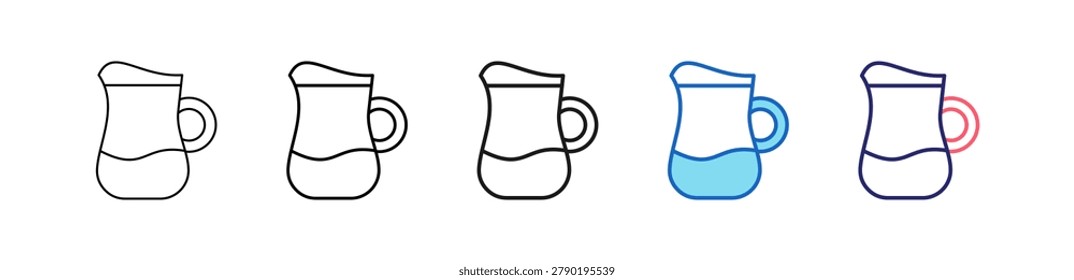 Water Jar Icon In 5 Different Styles Set Collection.